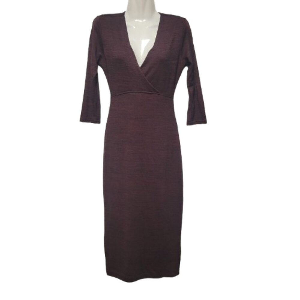 Maroon Midid Dress, V-Neck Midi Length Dress
